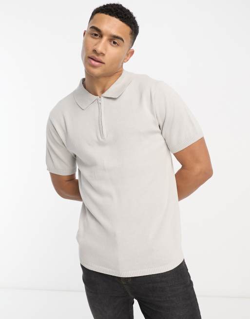 Another Influence - Polo in maglia grigio chiaro