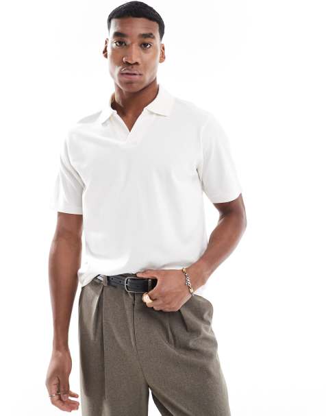 Another Influence - Poloshirt met geribbelde kraag in wit - view 1