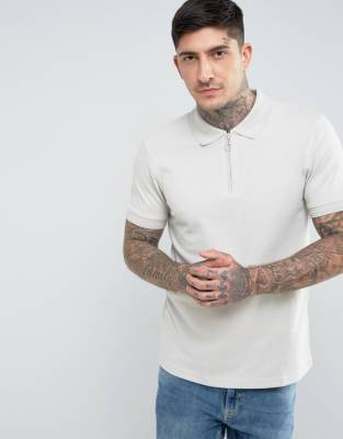 Another Influence Zip Polo Shirts-Grey Grey