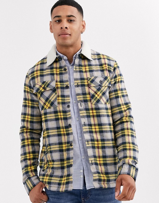 Another Influence regular fit check flannel shirt with borg lining