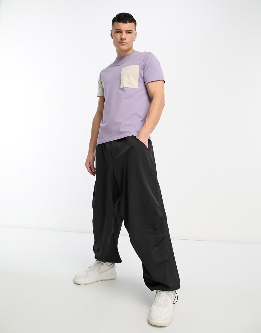 Another Influence regular fit colour block t-shirt in purple