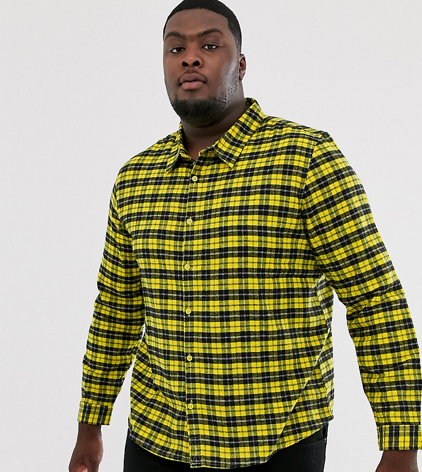 Another Influence regular fit flannel check shirt-Yellow