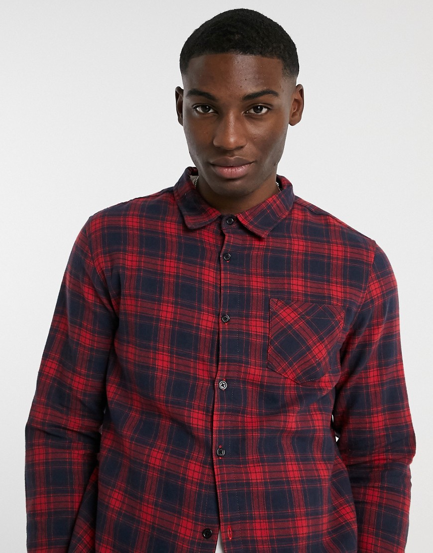 Another Influence regular fit flannel plaid shirt in red