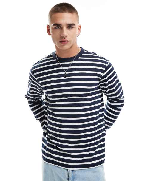 Another Influence relaxed fit striped t-shirt in navy - view 1