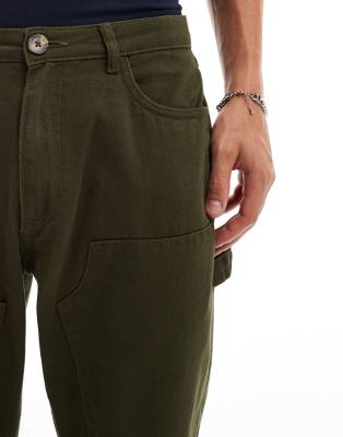 Another Influence Relaxed Straight Leg Carpenter Pants In Green