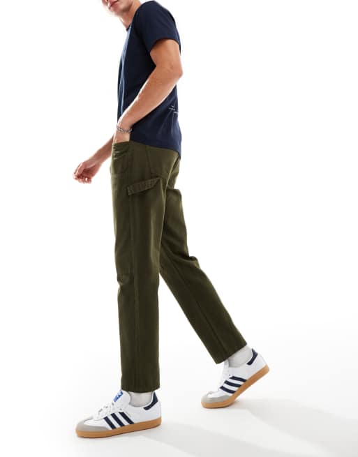Another Influence relaxed straight leg carpenter pants in dark green