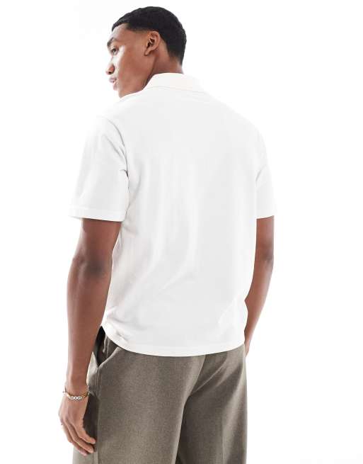Another Influence ribbed collar polo shirt in coconut milk