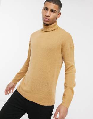 tan polo neck jumper
