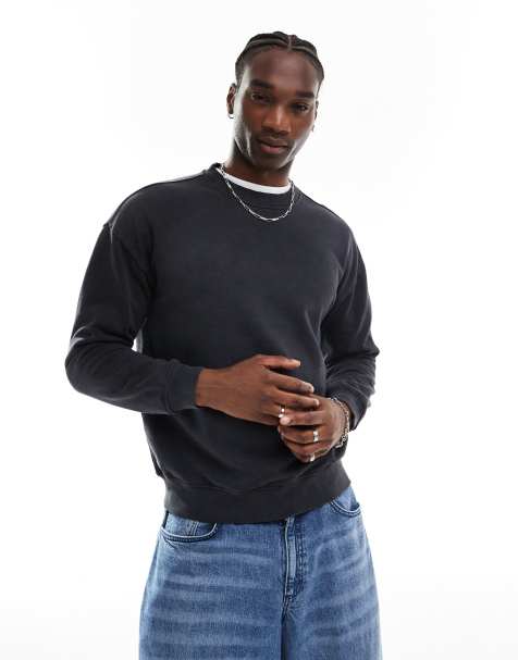 Another Influence round neck acid wash sweatshirt in black - view 1