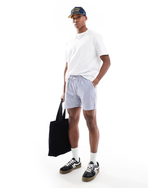 Another Influence - Ruimvallende gestreepte short in blauw en wit - view 1