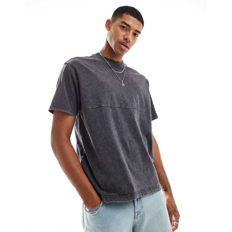 Another Influence seam detail acid wash oversized t-shirt in black