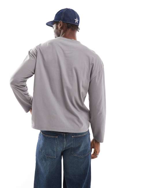 Another Influence seam detail loose fit long sleeve t-shirt in grey