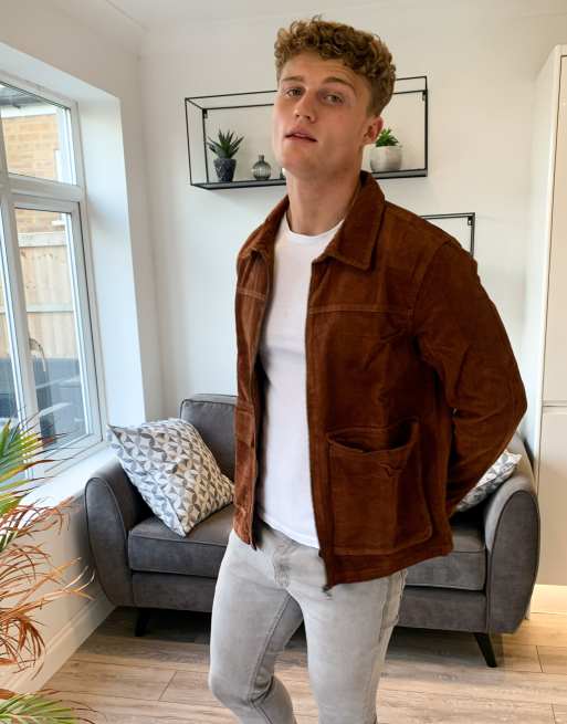 Another Influence - Shacket van corduroy met ritssluiting in bruin