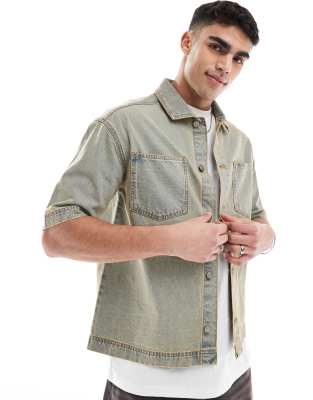 Another Influence Short Sleeve Boxy Denim Shirt
