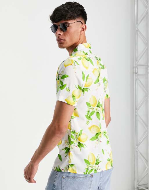 mens lemon print shirt