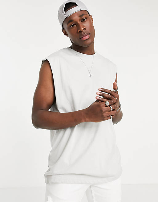 Another Influence sleeveless t-shirt vest in grey | ASOS