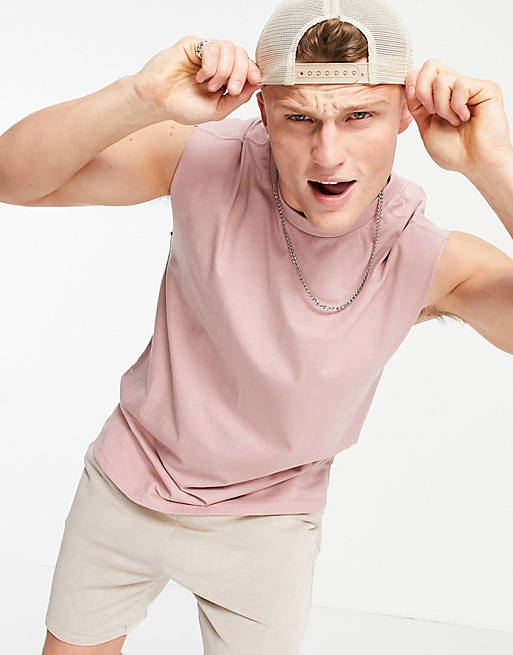 Another Influence sleeveless t-shirt vest in mauve