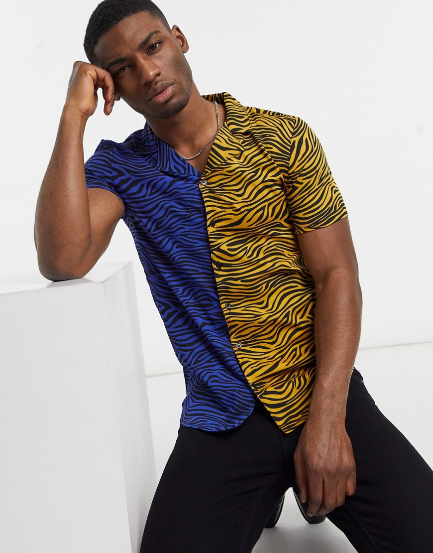 Another Influence spiced zebra printed short sleeve shirt-Multi
