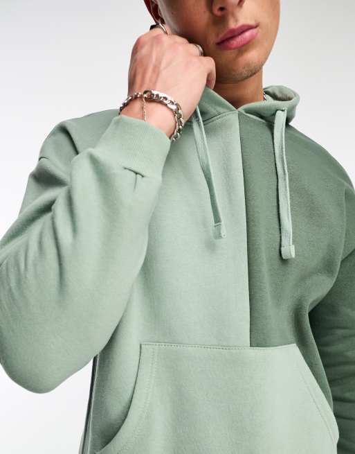 Another Influence spliced color block hoodie in green