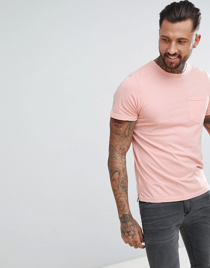 Another Influence – Stentvättad t-shirt i oversize-modell med ficka-Rosa