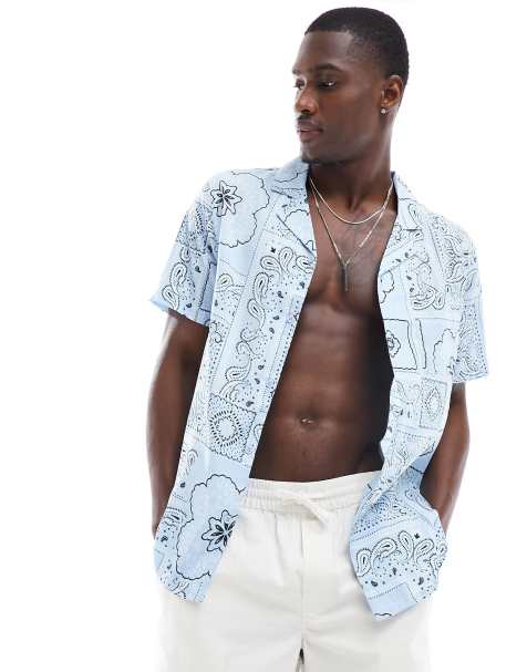 Another Influence - Strandoverhemd met paisley motief in lichtblauw, deel van co-ord set - view 1