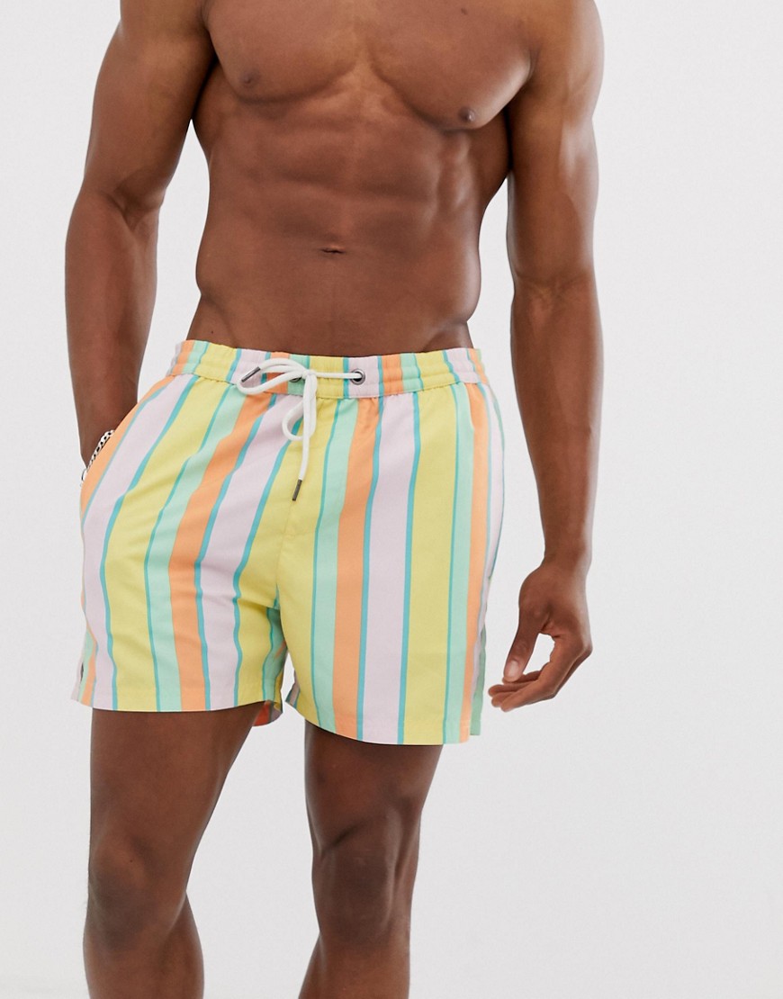 Another Influence stripe print swim shorts-Pink