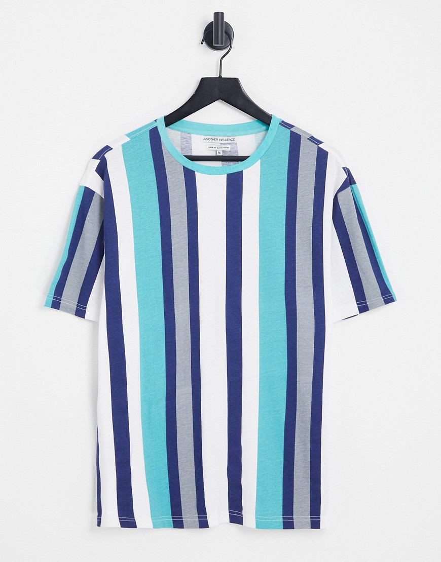 Another Influence stripe T-shirt in turquoise-Green