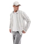[Another Influence] Another Influence striped patch pocket shirt in brown Chest 36 Brown Stripe