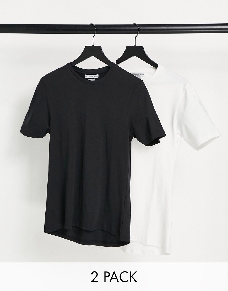 Another Influence – Svart och vit t-shirt, 2-pack-Olika färger