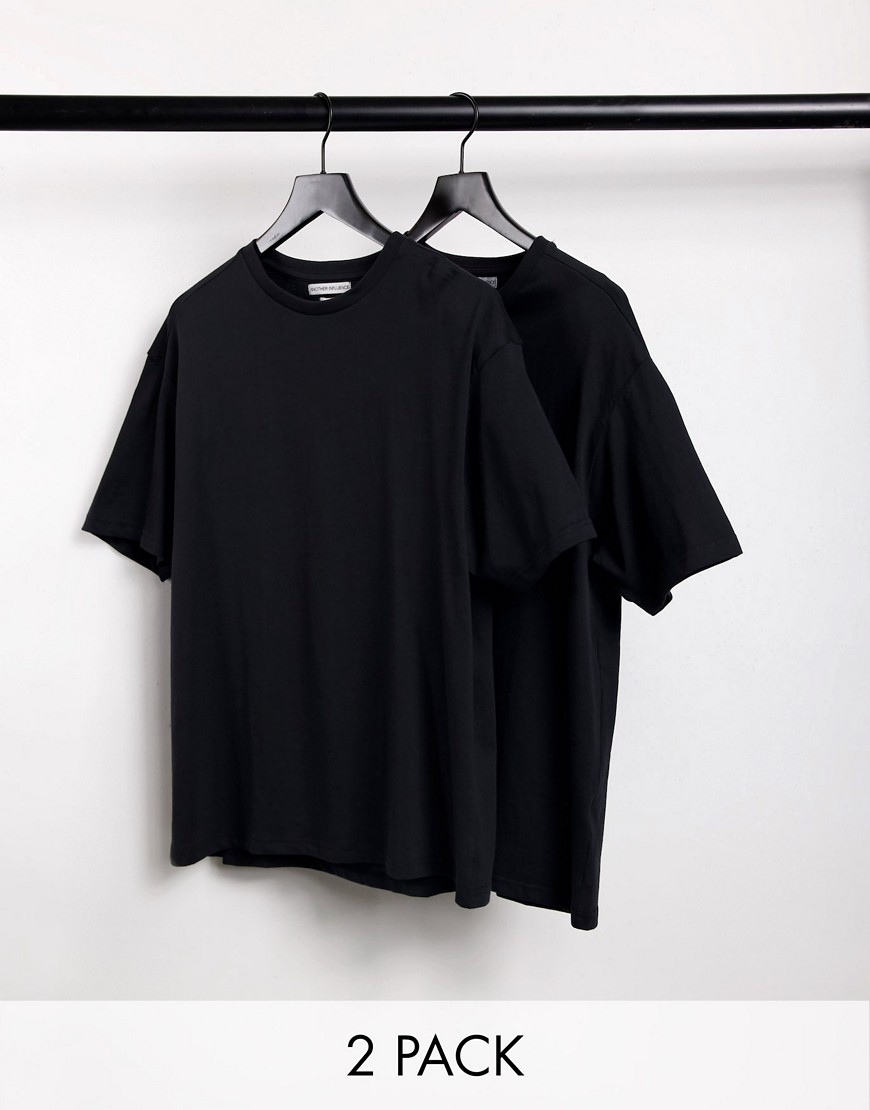 Another Influence – Svart t-shirt med boxig passform, 2-pack