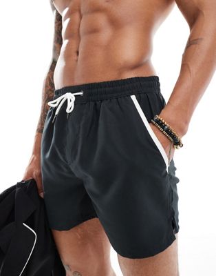 swim shorts with piping in black - part of a set