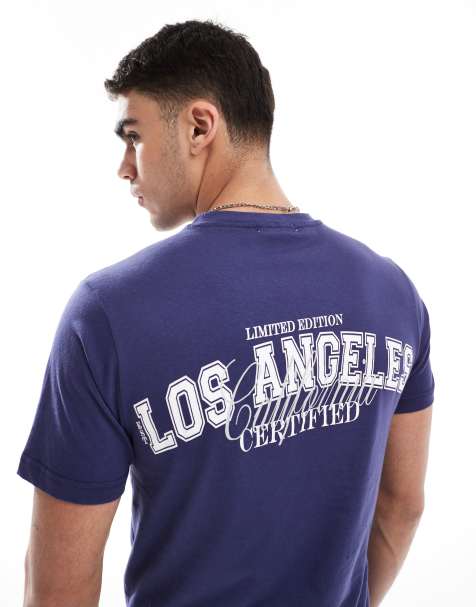Another Influence - T-shirt color blu navy con scritta LA - view 1