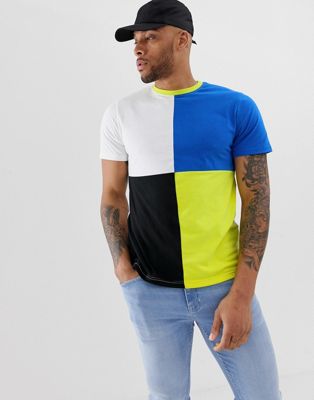 Another Influence – T-shirt med färgblock-Blå