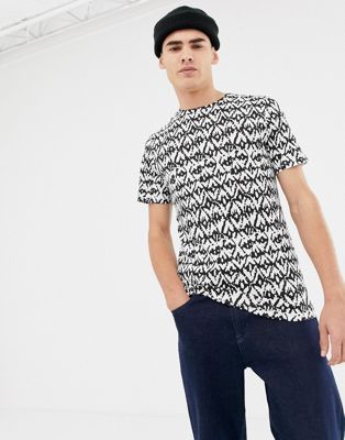 Another Influence – T-shirt med heltäckande abstrakt mönster-Svart
