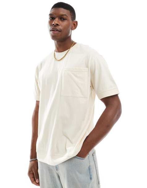 Another Influence - T-shirt oversize à coutures apparentes - Écru - view 1