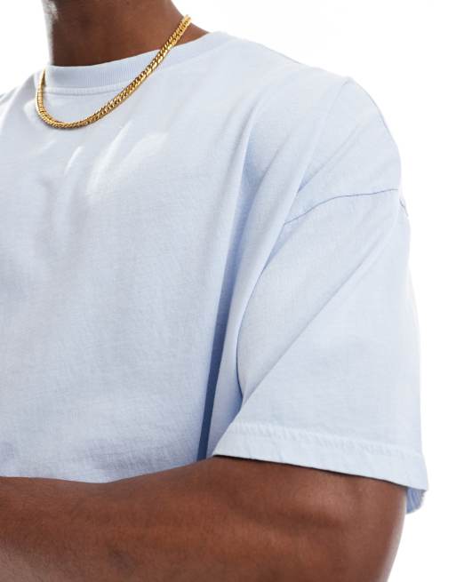 Another Influence - T-shirt oversize blu lavaggio acido, 3 di 4