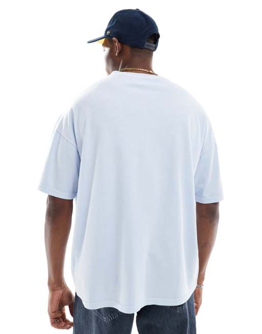 Another Influence - T-shirt oversize blu lavaggio acido, 4 di 4