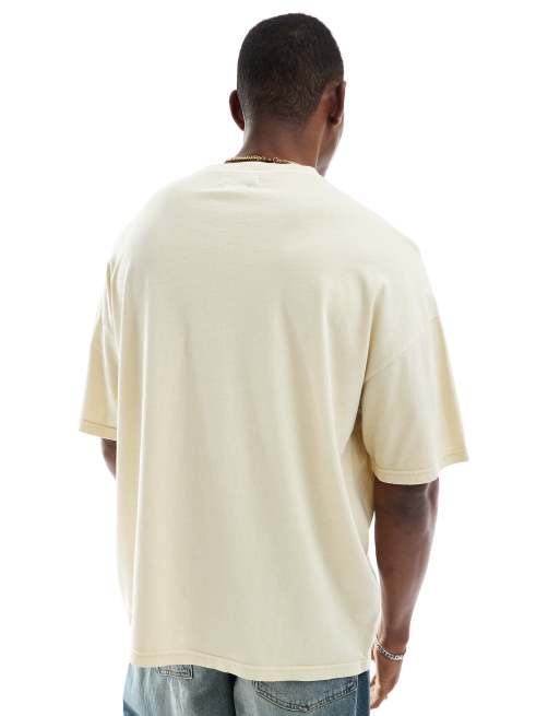 Another Influence - T-shirt oversize color cuoio lavaggio acido, 4 di 4