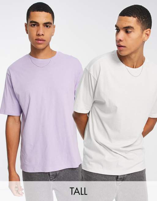 ASOS Longline T-shirt With Curved Hem In Lilac in Purple for Men