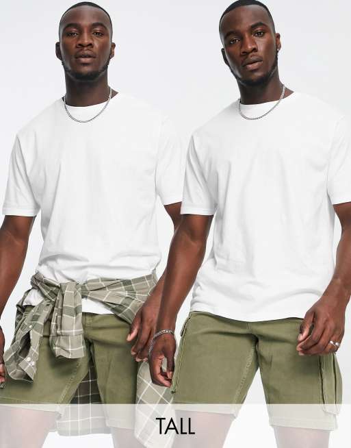 Another Influence Tall 2 Pack Boxy Fit T Shirts In White Asos 0829