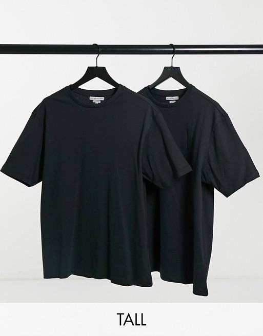 Another Influence Tall 2 pack boxy oversized t-shirts in black