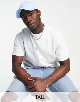 Another Influence Another Influence Tall boxy fit colour block knitted top in white & blue