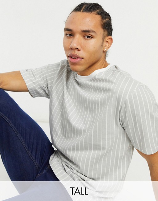 Another Influence Tall boxy fit t-shirt in grey stripe