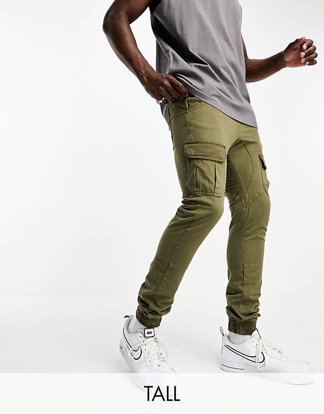Another Influence - tall cargo trousers in khaki