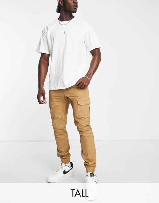 Another Influence Tall – Cargohose in Stein mit Bündchen