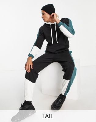 Another Influence Tall co-ord colour block joggers in stone