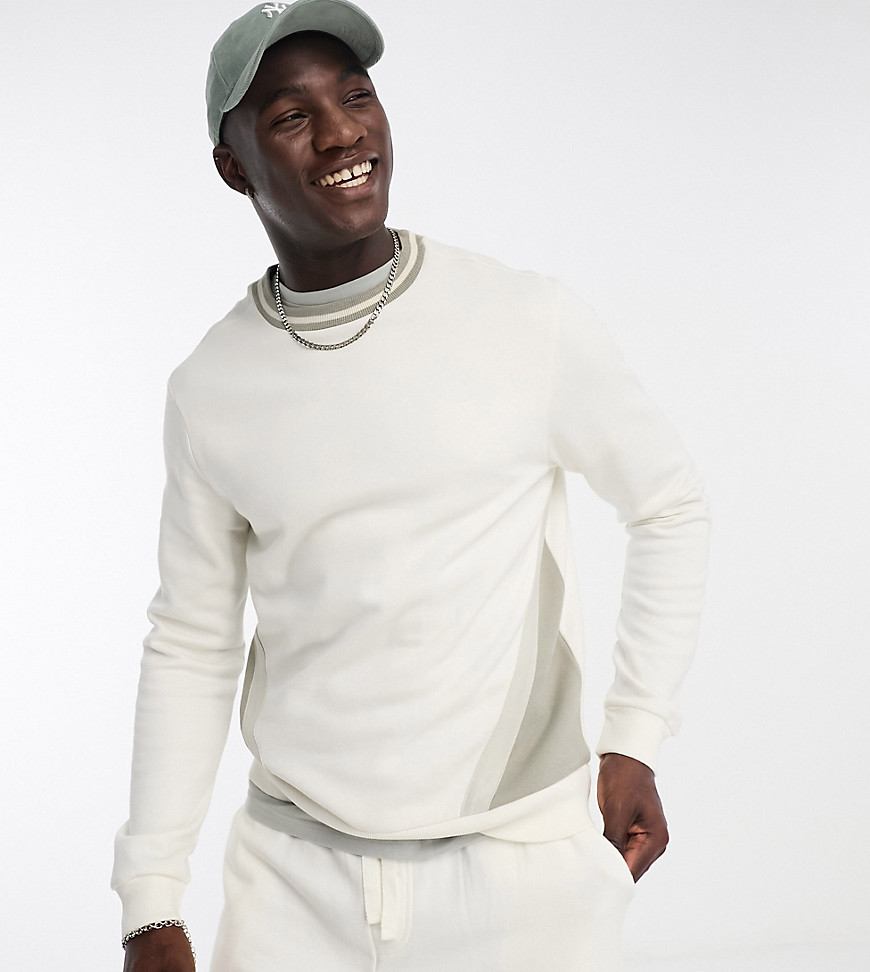 Another Influence Tall colour block sweatshirt in off white