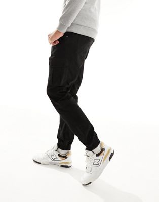 Another Influence Tall cuffed cargo trousers in black