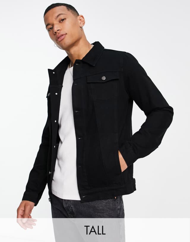 Another Influence Tall denim jacket in black