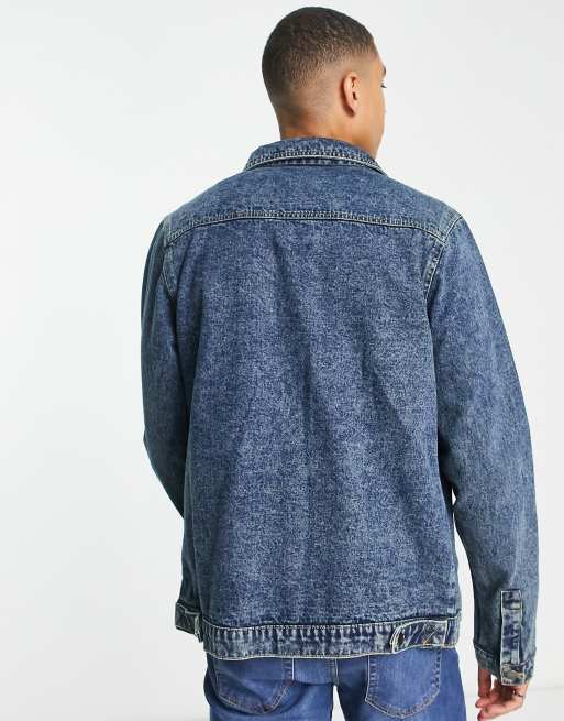 Denim Sherpa Tall Men's Jacket in Stonewash Blue M / Extra Tall / Stonewash Blue